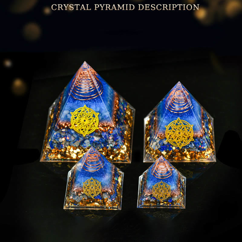 Pyramide d'orgone en cristal transparent aventurine bleue Olivenorma 5-15 cm
