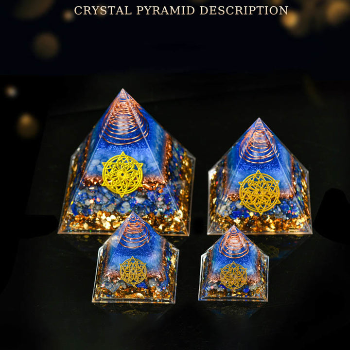 Pyramide d'orgone en cristal transparent aventurine bleue Olivenorma 5-15 cm