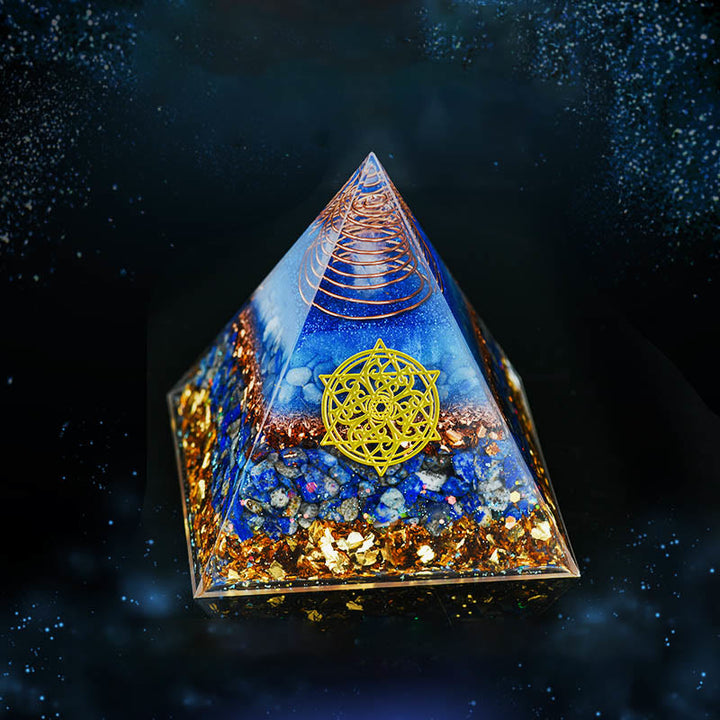 Pyramide d'orgone en cristal transparent aventurine bleue Olivenorma 5-15 cm