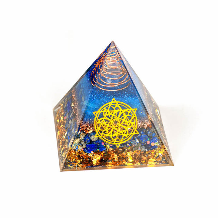 Pyramide d'orgone en cristal transparent aventurine bleue Olivenorma 5-15 cm