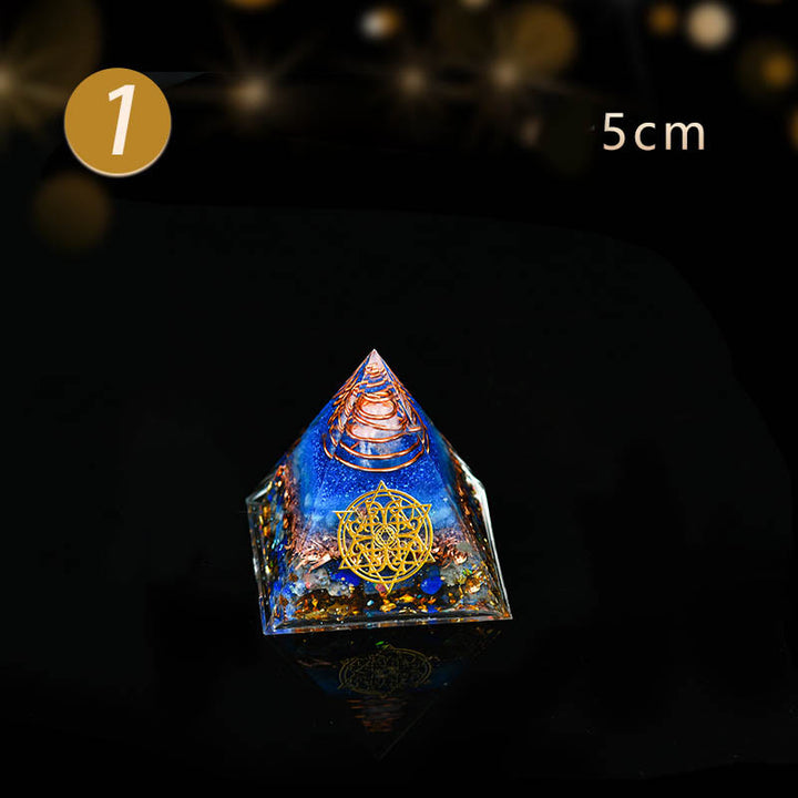 Pyramide d'orgone en cristal transparent aventurine bleue Olivenorma 5-15 cm