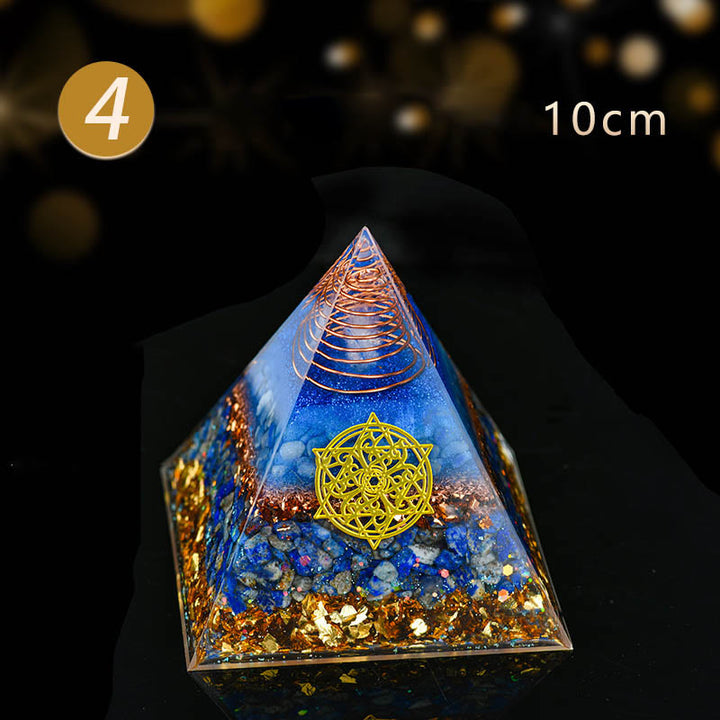 Pyramide d'orgone en cristal transparent aventurine bleue Olivenorma 5-15 cm