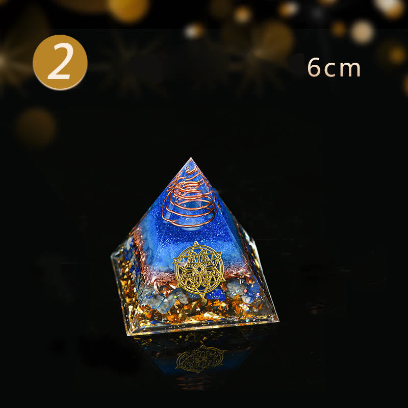 Pyramide d'orgone en cristal transparent aventurine bleue Olivenorma 5-15 cm