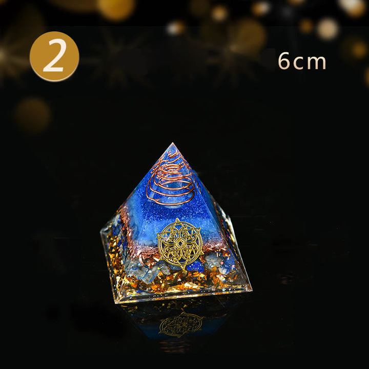 Pyramide d'orgone en cristal transparent aventurine bleue Olivenorma 5-15 cm
