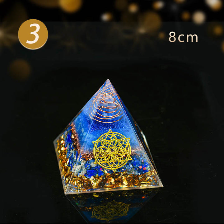 Pyramide d'orgone en cristal transparent aventurine bleue Olivenorma 5-15 cm