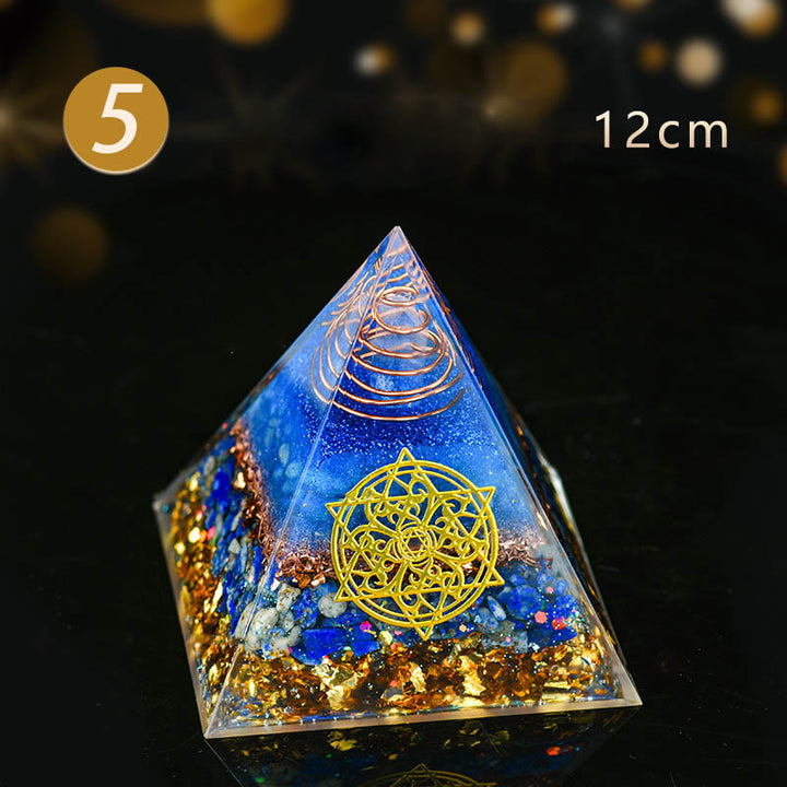 Pyramide d'orgone en cristal transparent aventurine bleue Olivenorma 5-15 cm