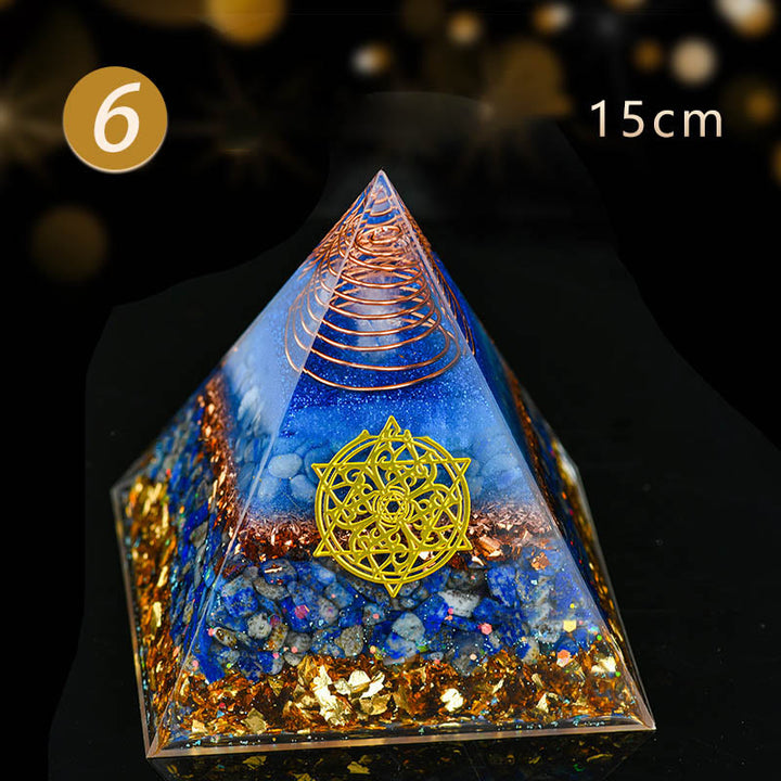 Pyramide d'orgone en cristal transparent aventurine bleue Olivenorma 5-15 cm