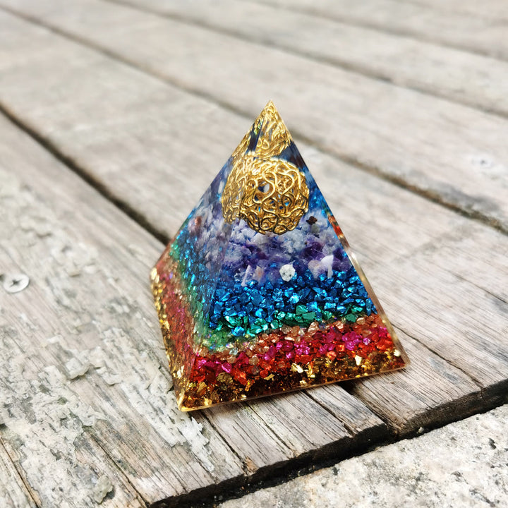 Pyramide d'orgone Fleur de Vie Améthyste Olivenorma