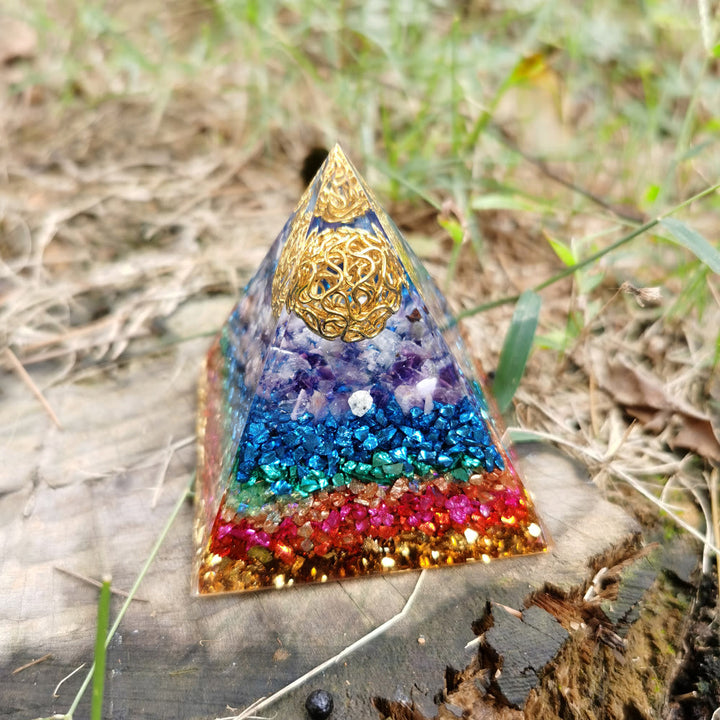 Pyramide d'orgone Fleur de Vie Améthyste Olivenorma