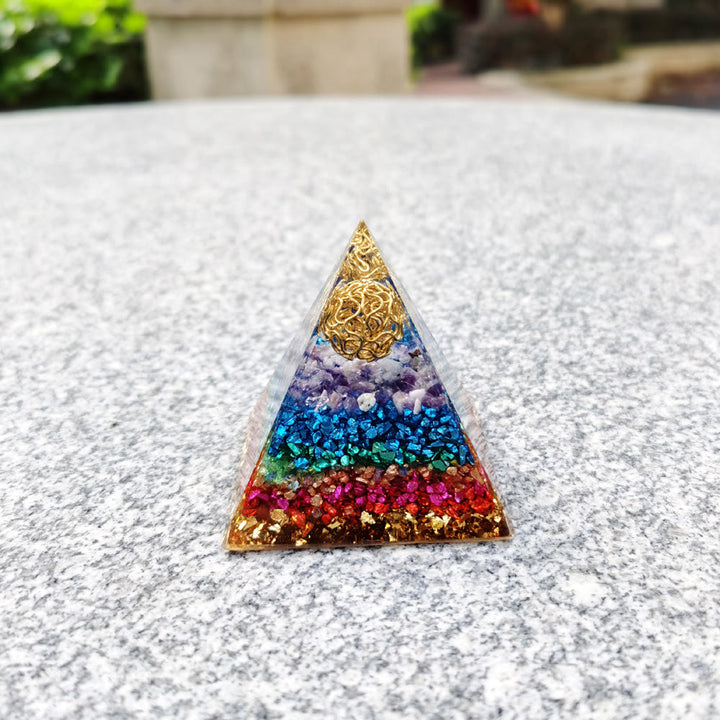 Pyramide d'orgone Fleur de Vie Améthyste Olivenorma