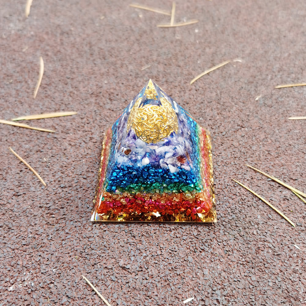 Pyramide d'orgone Fleur de Vie Améthyste Olivenorma