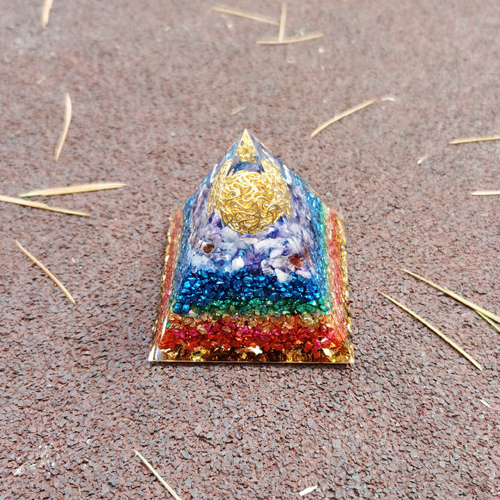 Pyramide d'orgone Fleur de Vie Améthyste Olivenorma