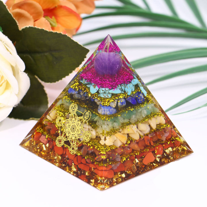 Pyramide d'orgone du cube de Métatron du chakra Olivenorma