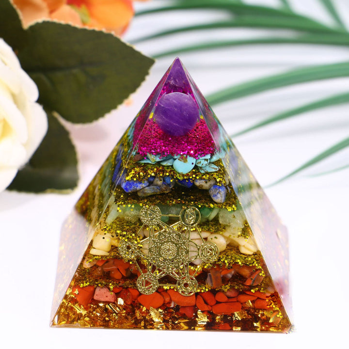 Pyramide d'orgone du cube de Métatron du chakra Olivenorma