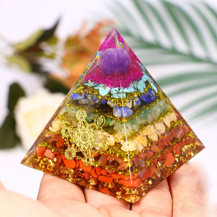 Pyramide d'orgone du cube de Métatron du chakra Olivenorma