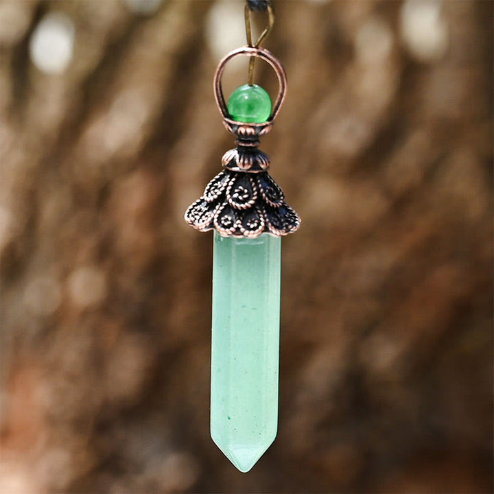 Collier pendentif hexagonal en cristal naturel de méditation Olivenorma 