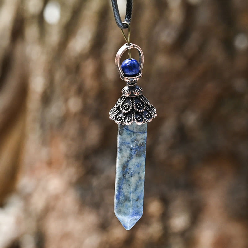 Collier pendentif hexagonal en cristal naturel de méditation Olivenorma 