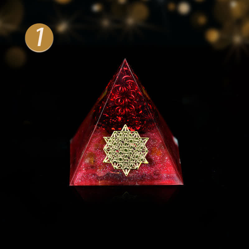 Pyramide énergétique orgonite en pierre brute de cristal Olivenorma de 5 cm