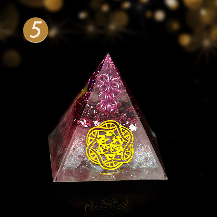 Pyramide énergétique orgonite en pierre brute de cristal Olivenorma de 5 cm