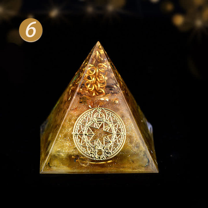 Pyramide énergétique orgonite en pierre brute de cristal Olivenorma de 5 cm