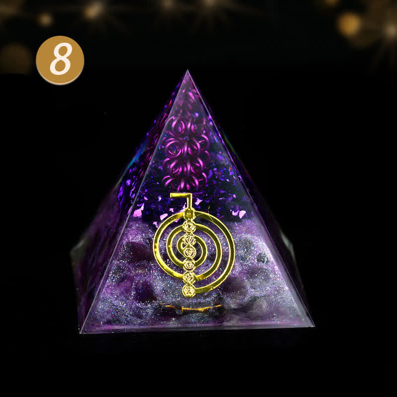 Pyramide énergétique orgonite en pierre brute de cristal Olivenorma de 5 cm