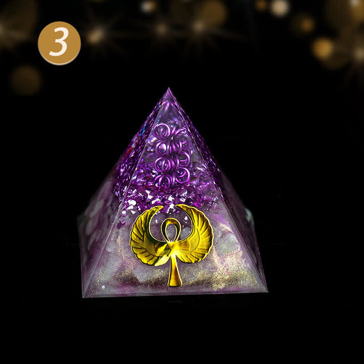 Pyramide énergétique orgonite en pierre brute de cristal Olivenorma de 5 cm