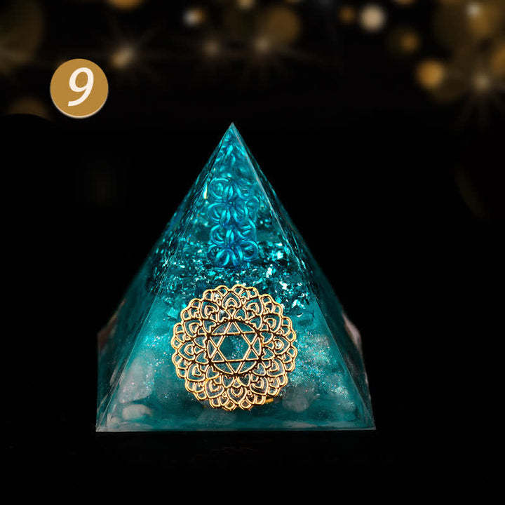 Pyramide énergétique orgonite en pierre brute de cristal Olivenorma de 5 cm