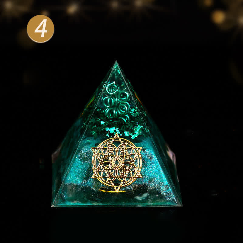 Pyramide énergétique orgonite en pierre brute de cristal Olivenorma de 5 cm