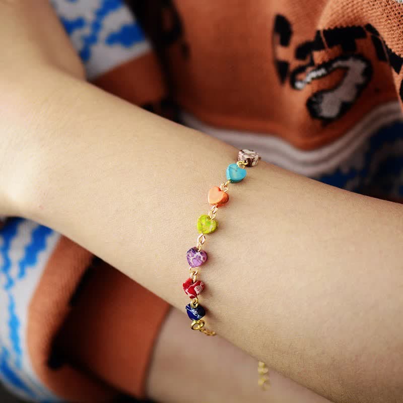 Collier et bracelet en pierre empereur à sept couleurs Olivenorma