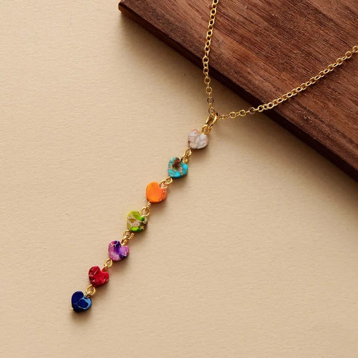 Collier et bracelet en pierre empereur à sept couleurs Olivenorma