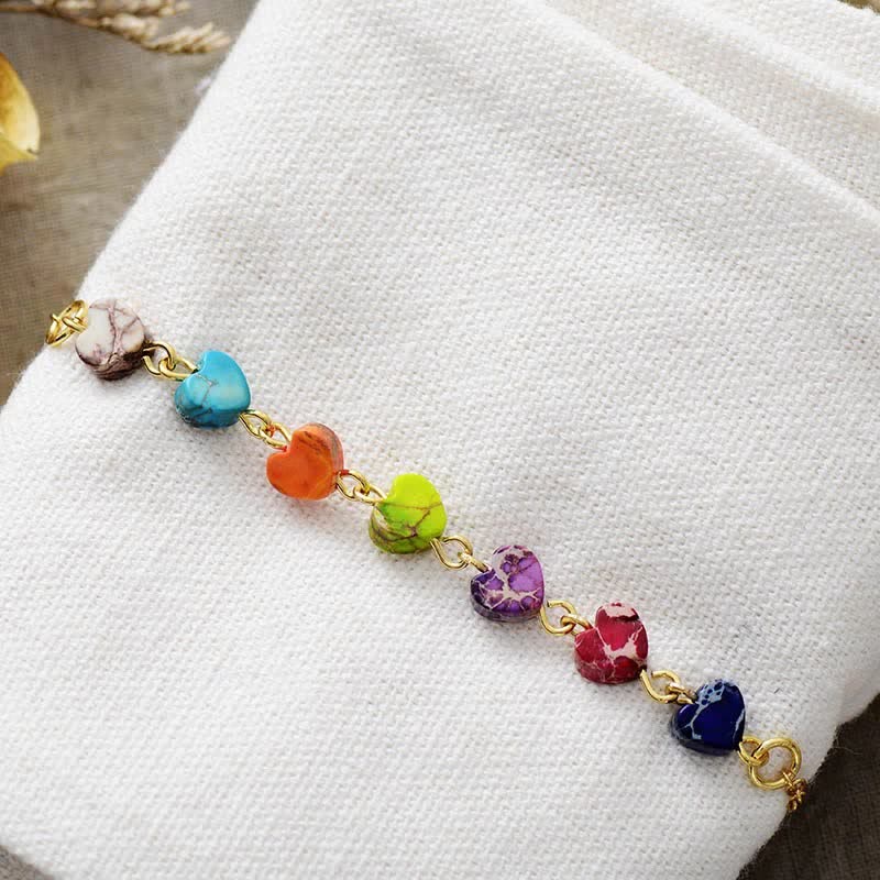 Collier et bracelet en pierre empereur à sept couleurs Olivenorma
