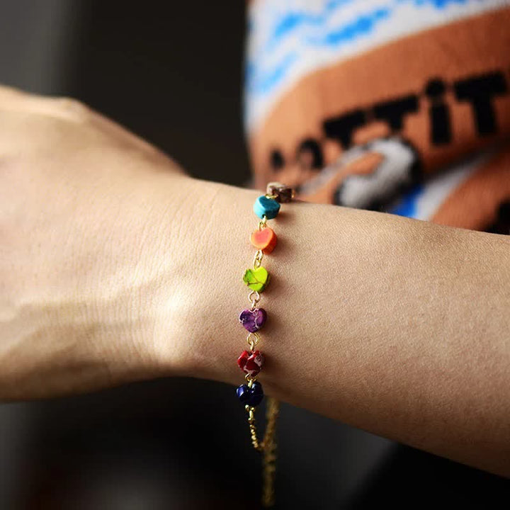 Collier et bracelet en pierre empereur à sept couleurs Olivenorma