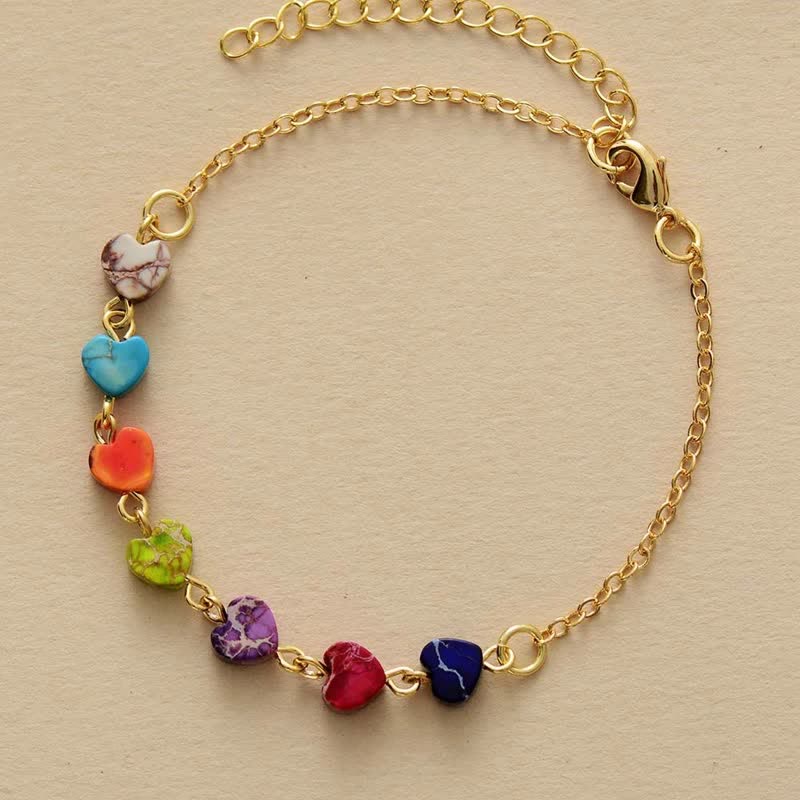 Collier et bracelet en pierre empereur à sept couleurs Olivenorma