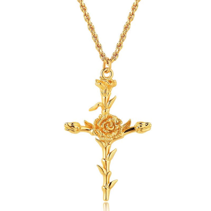 Collier délicat avec fleur de naissance plaquée or 18 carats Olivenorma