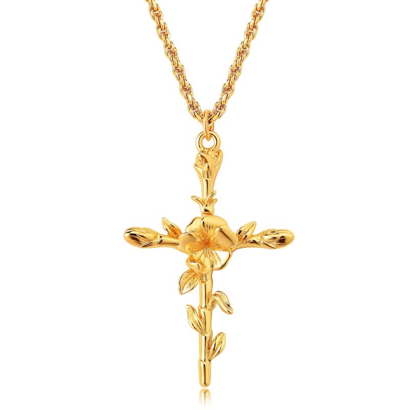 Collier délicat avec fleur de naissance plaquée or 18 carats Olivenorma