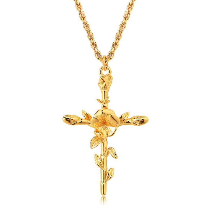 Collier délicat avec fleur de naissance plaquée or 18 carats Olivenorma