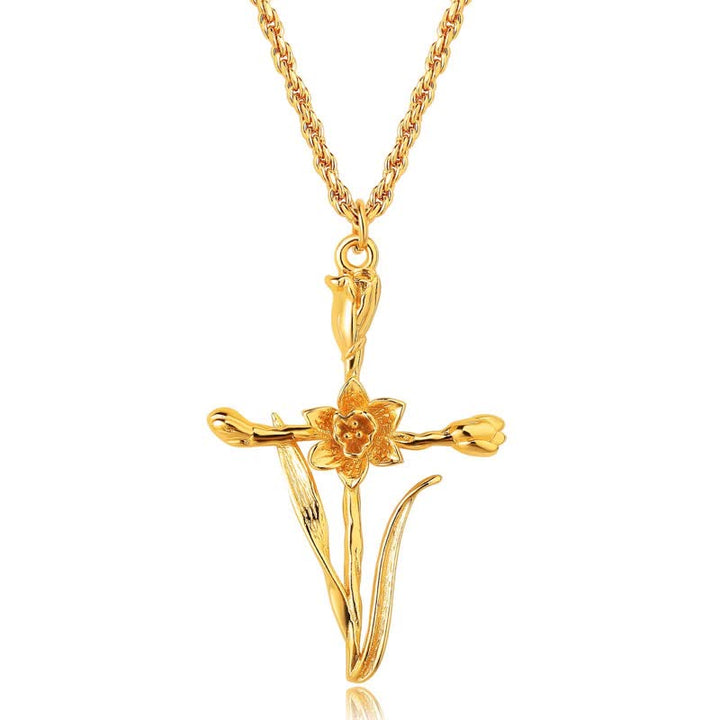 Collier délicat avec fleur de naissance plaquée or 18 carats Olivenorma