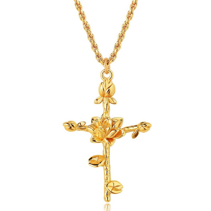 Collier délicat avec fleur de naissance plaquée or 18 carats Olivenorma