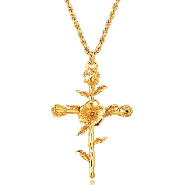 Collier délicat avec fleur de naissance plaquée or 18 carats Olivenorma