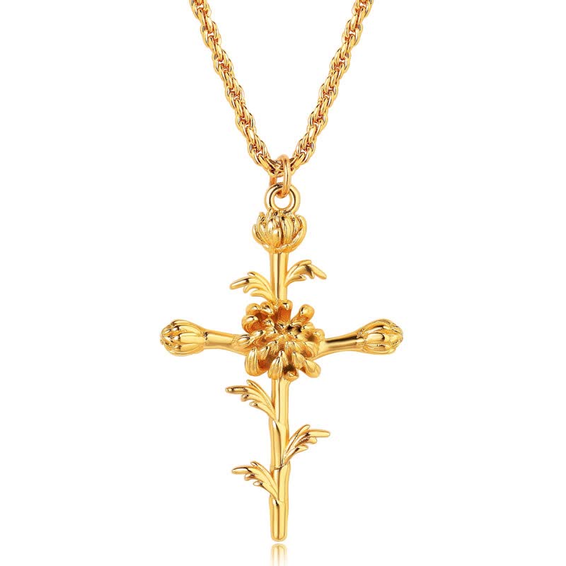 Collier délicat avec fleur de naissance plaquée or 18 carats Olivenorma