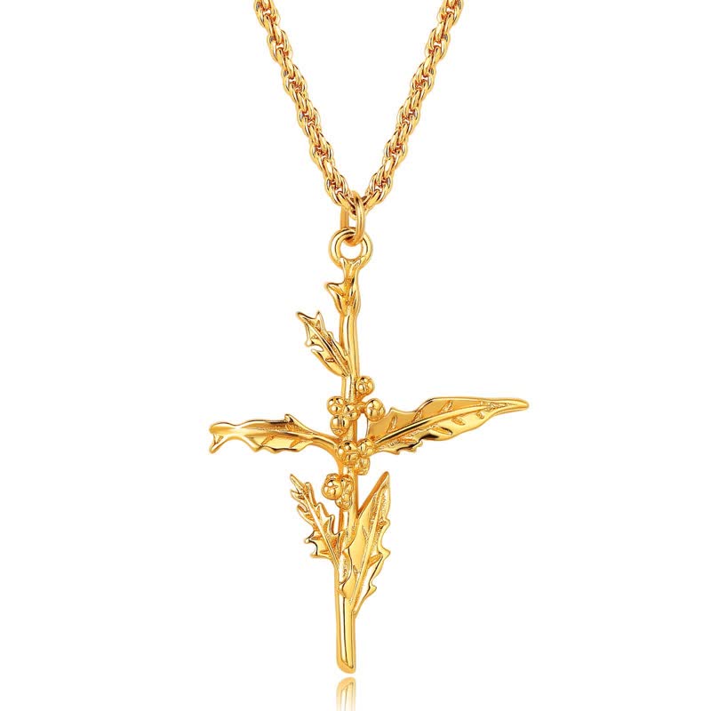 Collier délicat avec fleur de naissance plaquée or 18 carats Olivenorma