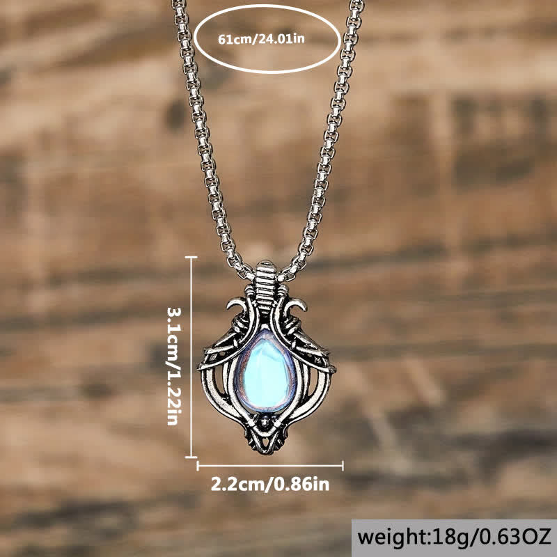 Collier pendentif vintage en pierre de lune creuse Olivenorma