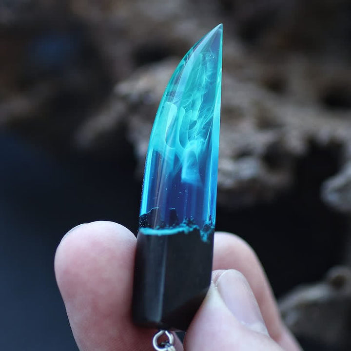 Collier pendentif lumineux en résine de bois Olivenorma