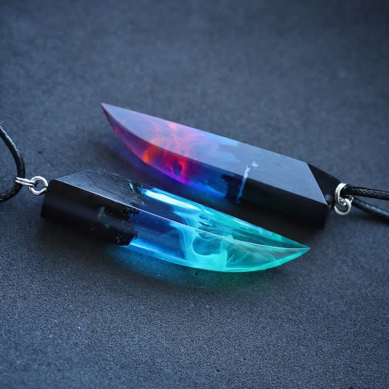 Collier pendentif lumineux en résine de bois Olivenorma