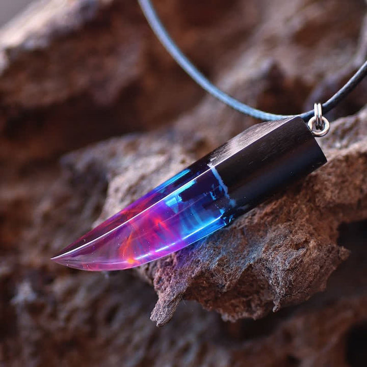 Collier pendentif lumineux en résine de bois Olivenorma