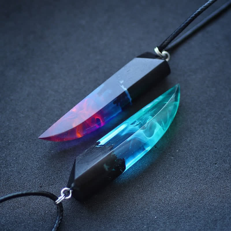 Collier pendentif lumineux en résine de bois Olivenorma