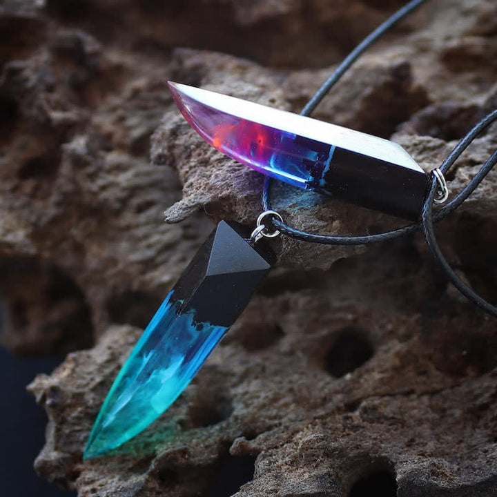 Collier pendentif lumineux en résine de bois Olivenorma