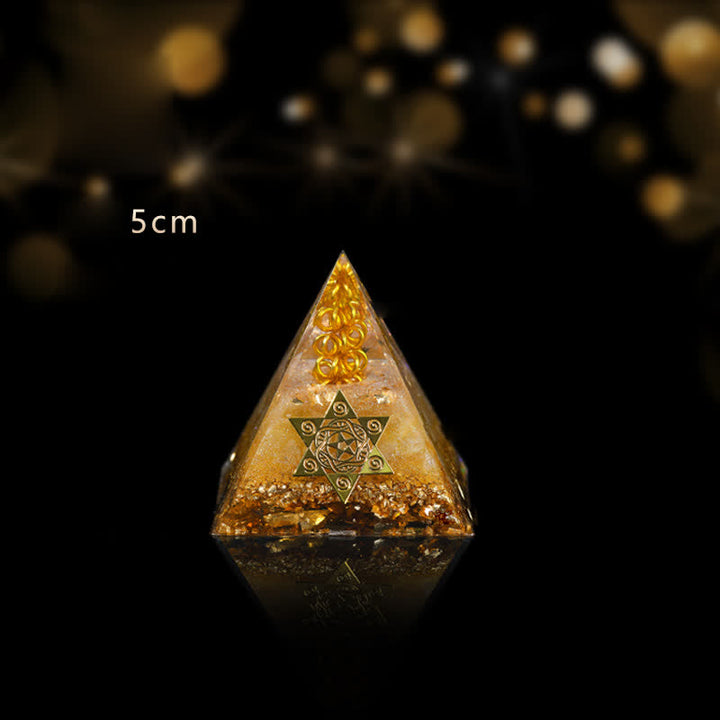 Pyramide d'orgone en citrine naturelle porte-bonheur et prospère Olivenorma
