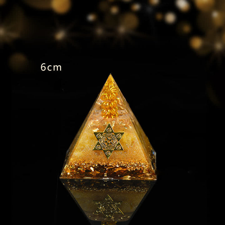Pyramide d'orgone en citrine naturelle porte-bonheur et prospère Olivenorma