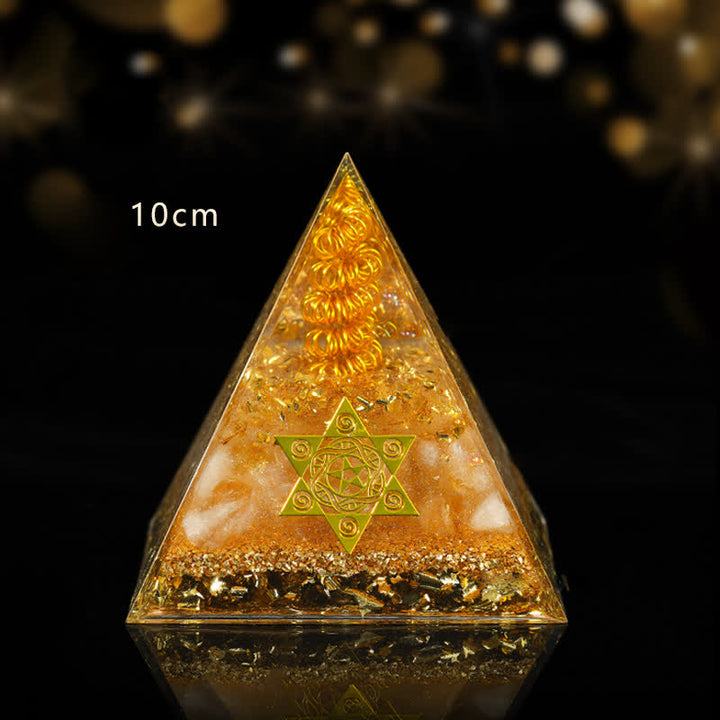 Pyramide d'orgone en citrine naturelle porte-bonheur et prospère Olivenorma